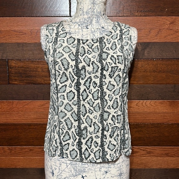 Vintage Silk Lore Scoop Neck Animal Print Sleeveless Silk Blouse - Picture 1 of 8